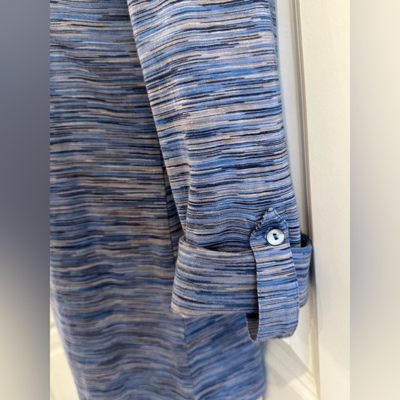 J Jill Cotton Open Front Cardigan Size XSP Roll Up Long Sleeve Heathered Blue - Picture 8 of 13